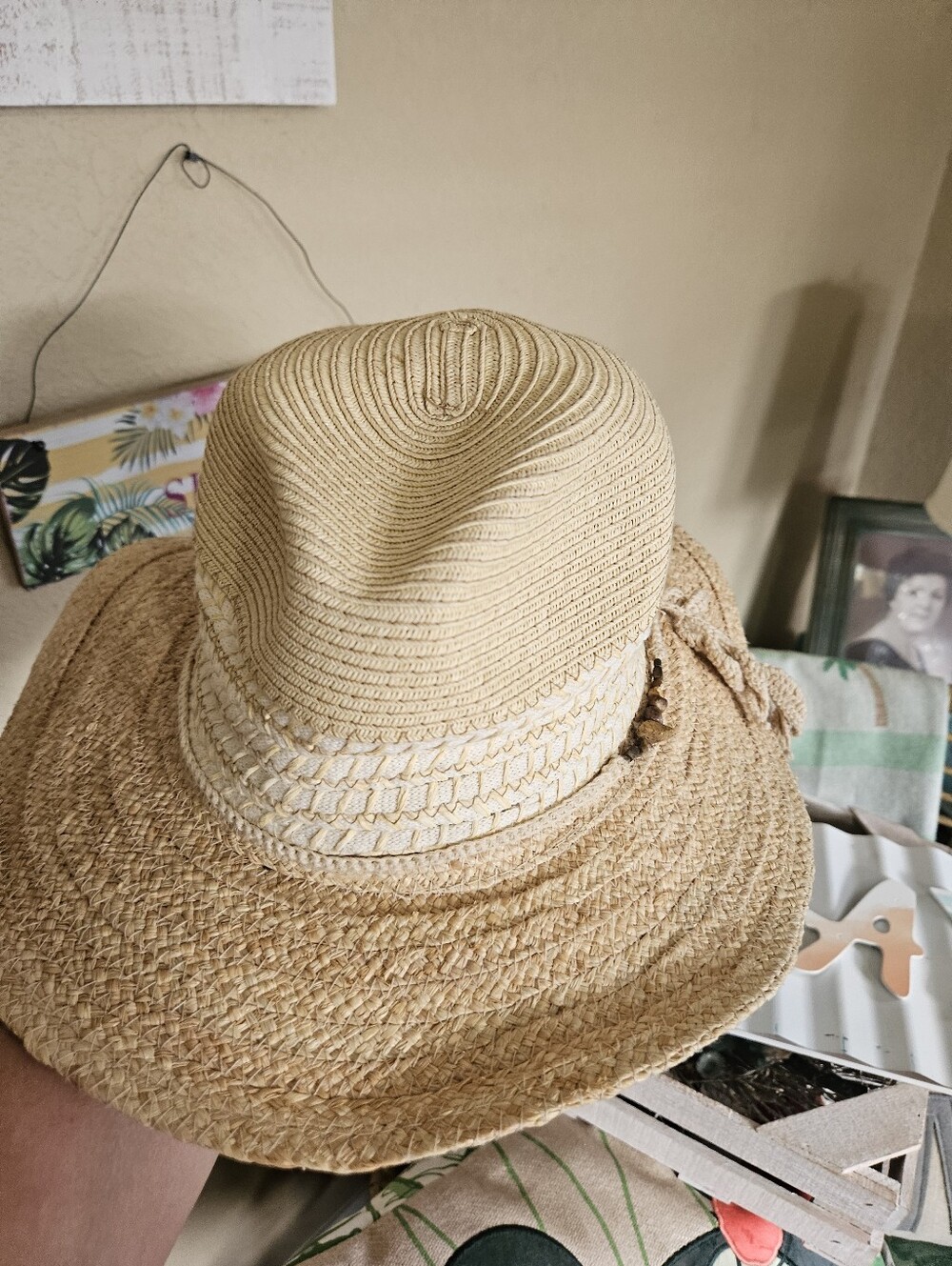 Cappelli Staw Hat Tassle Charms Details Adjustable Hippie Boho Chic Beach Coasta